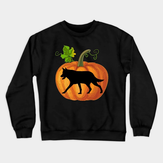 Wolf in pumpkin Crewneck Sweatshirt by Flavie Kertzmann